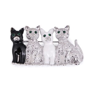 Broszka ze szlifowanymi kamyczkami - cztery kotki