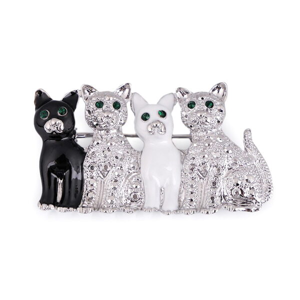 Broszka ze szlifowanymi kamyczkami - cztery kotki