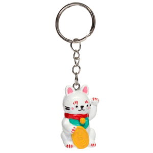 Brelok do kluczy Kot szczęścia Maneki Neko - biały
