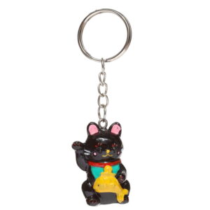 Brelok do kluczy Kot szczęścia Maneki Neko - czarny