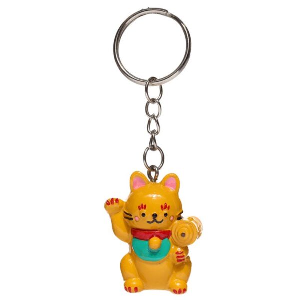 Brelok do kluczy Kot szczęścia Maneki Neko - złoty