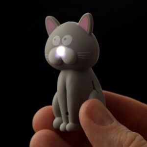Brelok z efektem świetlnym i dźwiękowym - szary kot