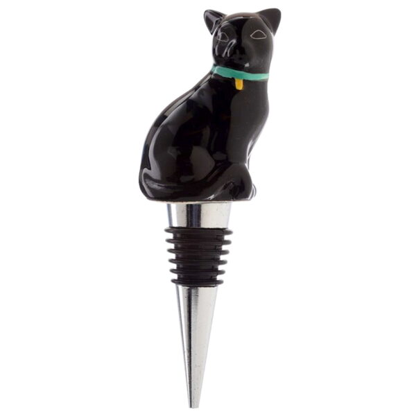 Ceramiczny korek do butelki z czarnym kotem