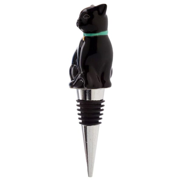 Ceramiczny korek do butelki z czarnym kotem