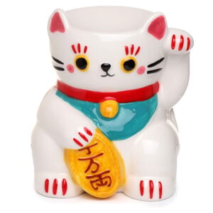 Ceramiczny podgrzewacz olejków - kot szczęścia Maneki Neko biały