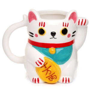 Kubek ceramiczny - Maneki Neko Kot Szczęścia biały
