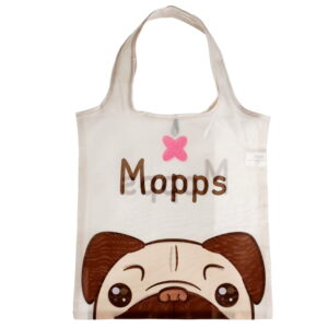 Składana wielorazowa torba na zakupy - Pies Mops