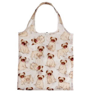 Składana wielorazowa torba na zakupy - Pies Mops