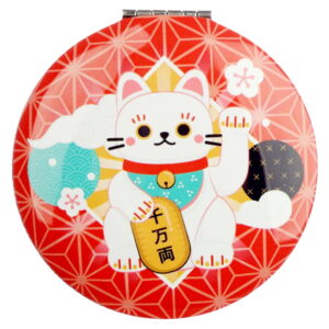 Zestaw kosmetyczny lusterko, pilniczek i pinceta - Kot Szczęścia Maneki Neko