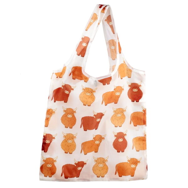 Składana torba na zakupy - Szkocka krowa wyżynna wzór 2