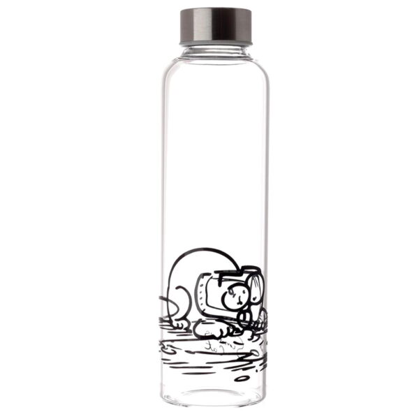 Szklana butelka na wodę w pokrowcu - Kot Simona