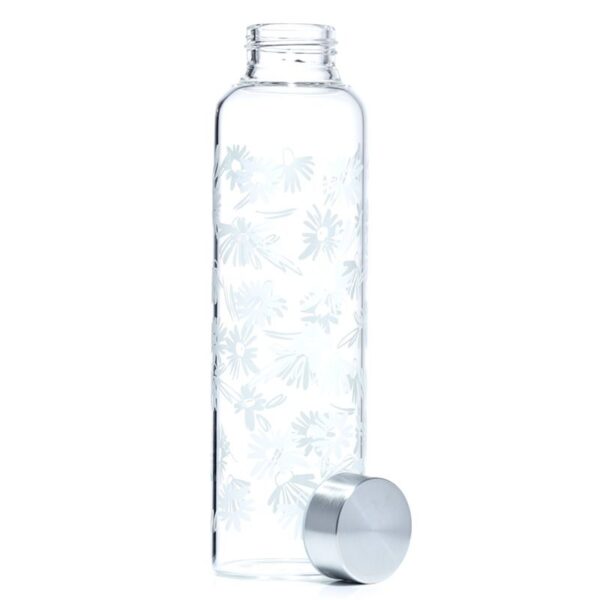 Szklana butelka na wodę w pokrowcu - Stokrotki