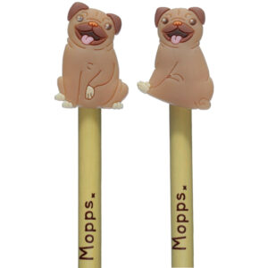 Dwa ołówki z nasadką - Pies Mops