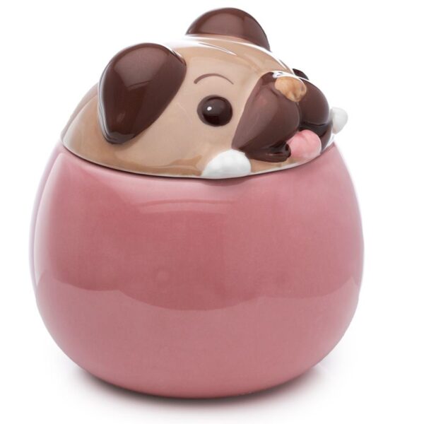 Kubek ceramiczny z przykrywką - Pies Mops
