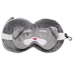 Mała poduszka podróżna z maską na oczy - Pies sznaucer
